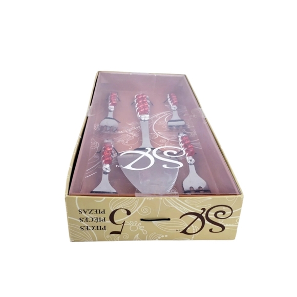 HOME ESSENTIAL 5 Piece Fancy serving Handmade Beaded ~Stainless Steel~ Open box - Picture 5 of 7